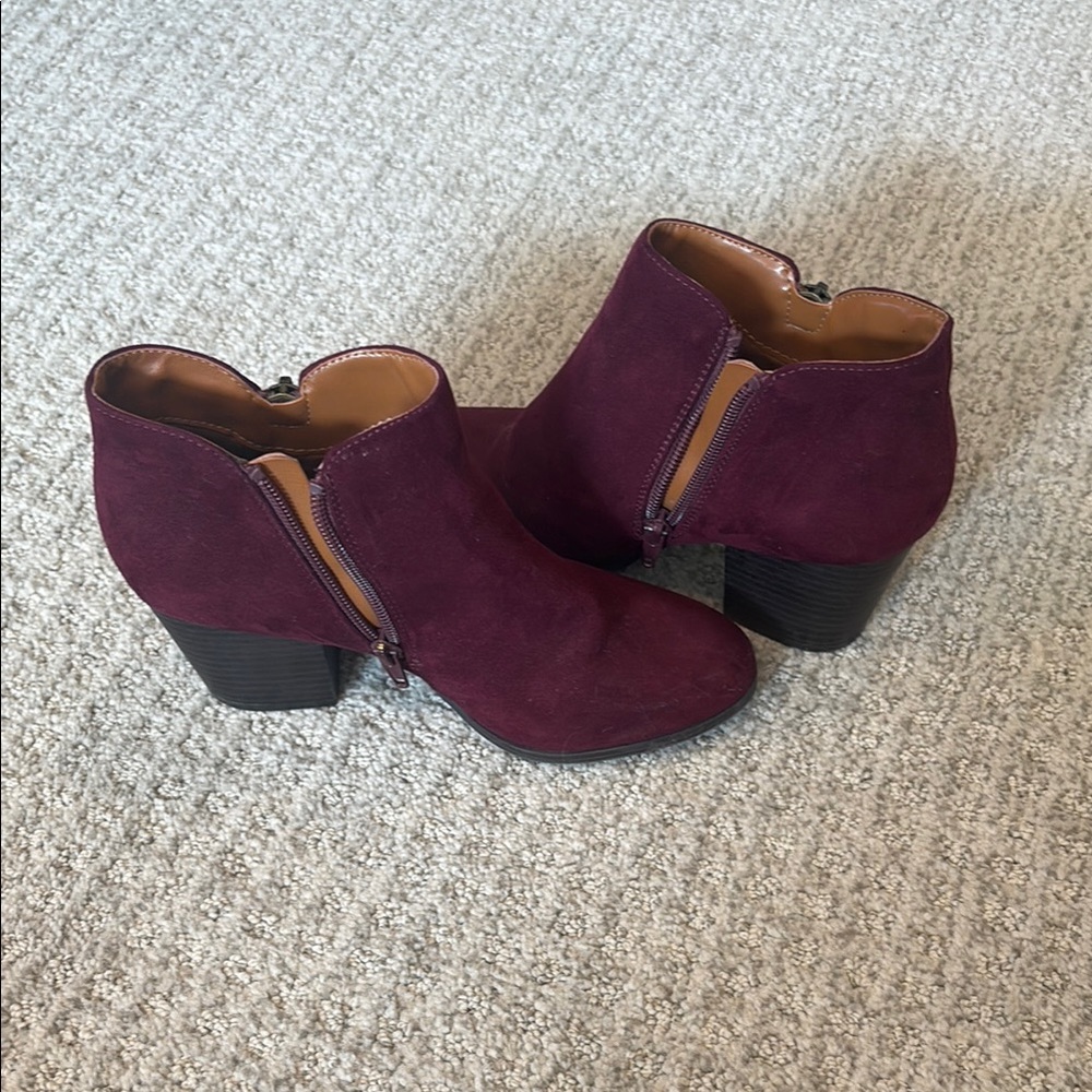 Style & Co Purple Ankle Booties with Block Heel